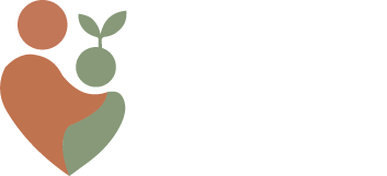 DFN Connected Growth Coaching logo featuring a stylized person forming a heart shape with a sprouting plant symbol in terracotta and sage green.